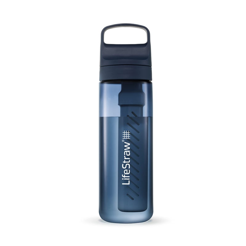 LifeStraw Go Series Water Filter Bottle BPAFree Removes Bacteria Parasites Microplastics Improves Taste 22oz Aegean Sea