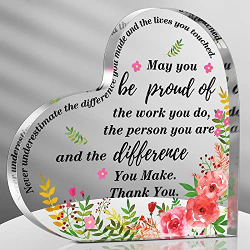 Yinder Thank You Gifts for Women Graduation Desk Decor Gifts for Teacher Coworker Doctor Nurse Leaving Job Inspirational Quotes Farewell Gift for Boss Staff Home Office Desk DecorHeart
