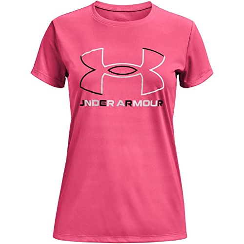 Under Armour Girls Tech Big Logo Short Sleeve T-Shirt, Cerise (653)/Black, Youth Small - Image 1