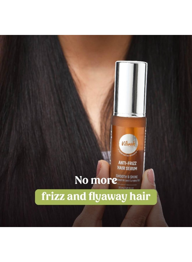 vilvah STORE Anti Frizz Hair Serum | Tames Frizz And Flyaways | Prevents Split Ends And Breakage | Silicone Free | For Women & Men | For All Hair Types | 30ml - Image 5