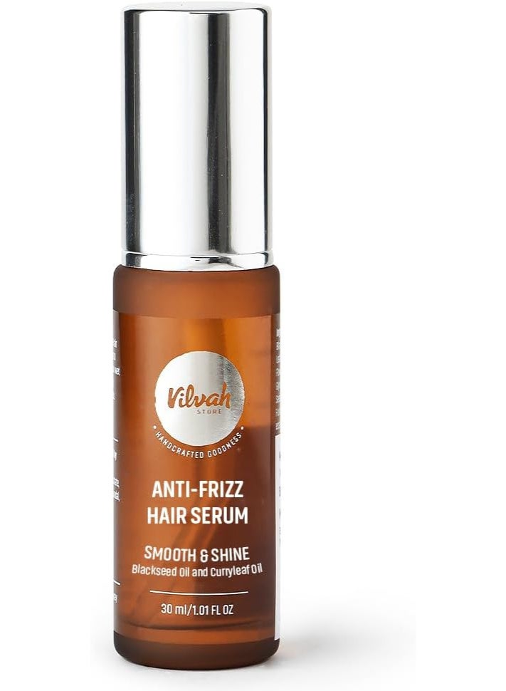 vilvah STORE Anti Frizz Hair Serum | Tames Frizz And Flyaways | Prevents Split Ends And Breakage | Silicone Free | For Women & Men | For All Hair Types | 30ml - Image 1