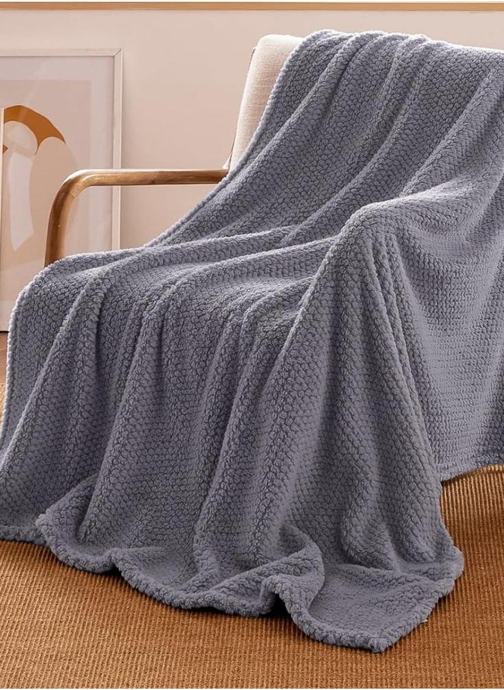 ميلين بطانية ثقيلة مخمل محفور-بطانية أريكه- لافيتا 200 × 230 - رمادي  - Image 1