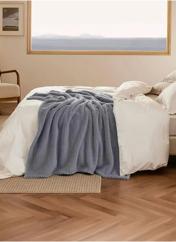 ميلين بطانية ثقيلة مخمل محفور-بطانية أريكه- لافيتا 200 × 230 - رمادي  - Image 2
