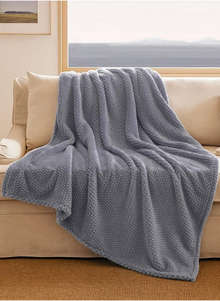 ميلين بطانية ثقيلة مخمل محفور-بطانية أريكه- لافيتا 200 × 230 - رمادي  - Image 3
