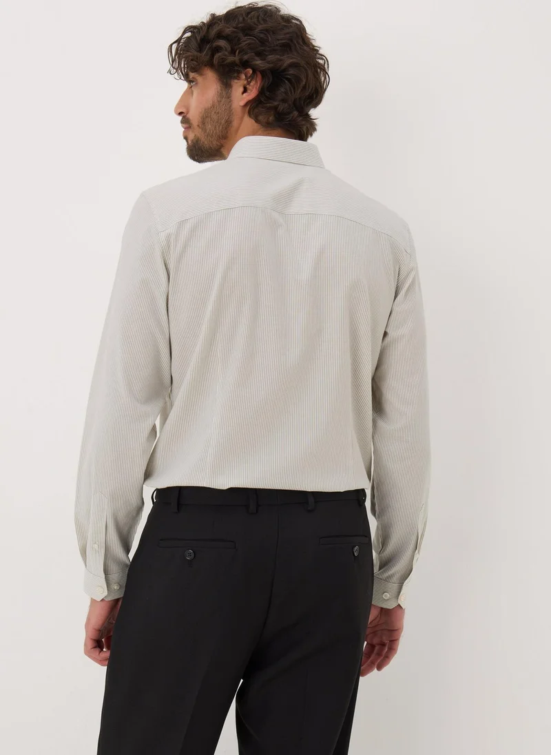 Matalan Taylor & Wright Stone Stripe Slim Fit Shirt