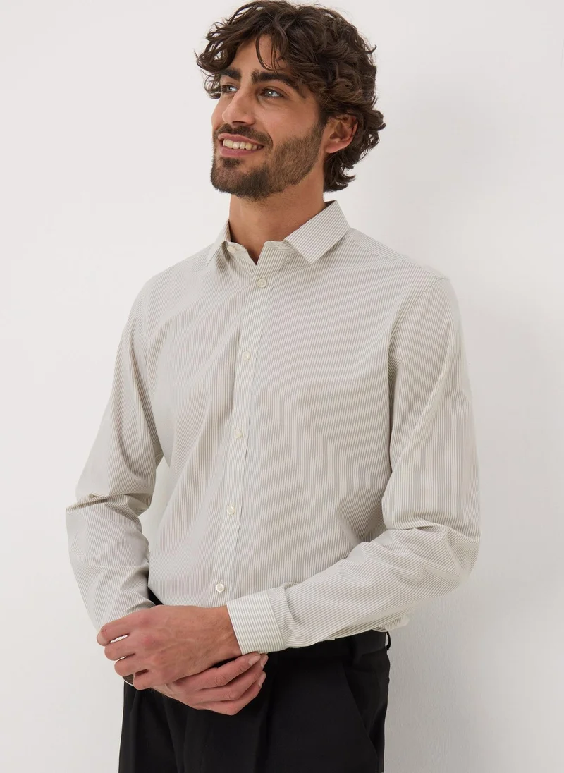 Matalan Taylor & Wright Stone Stripe Slim Fit Shirt