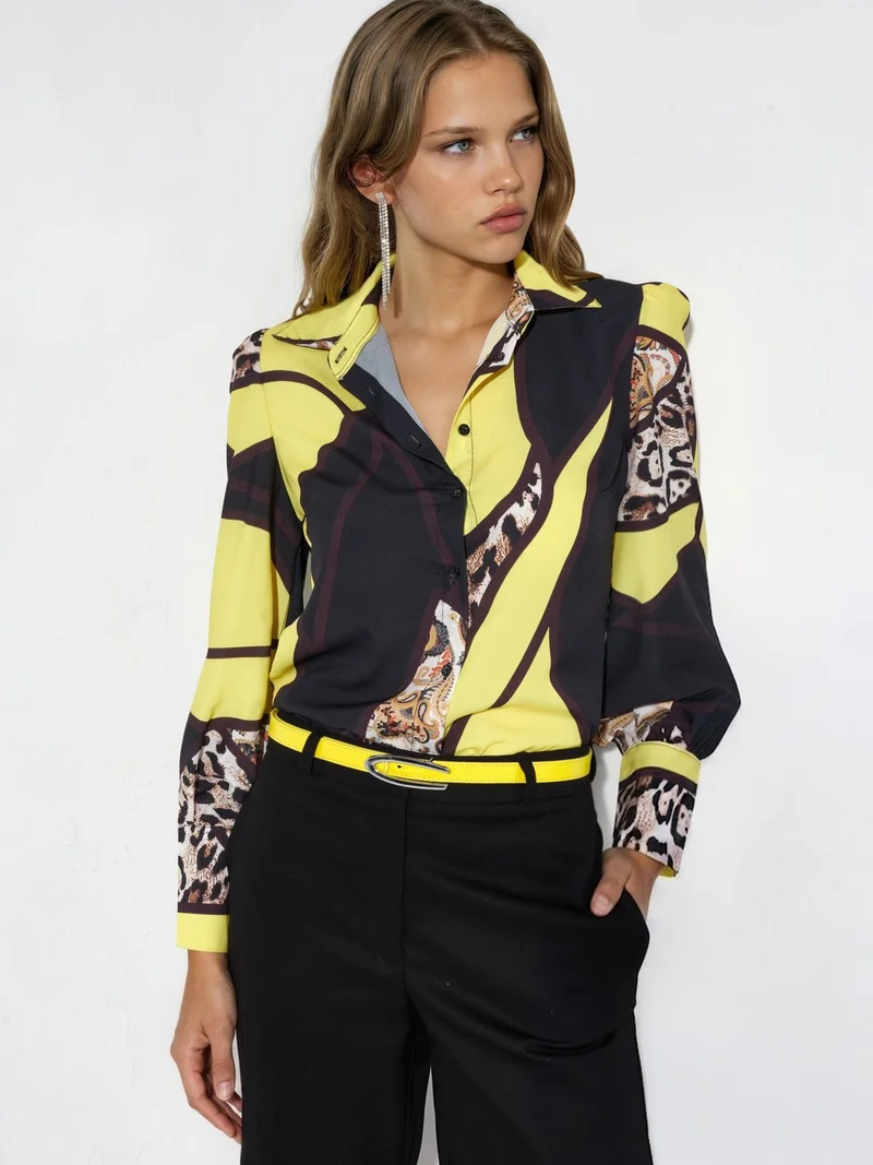 Jennyfer Women's Leopard Print Crepe Shirt
