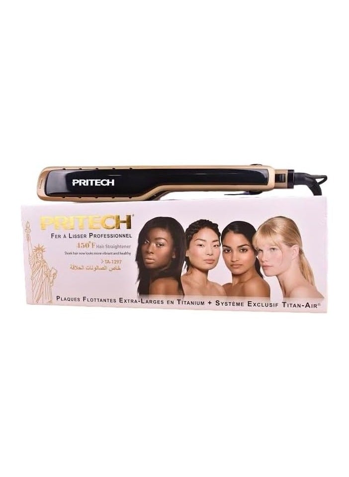 pritech Professional Hair Straightener from British - Babyliss Titanium | Heat up to 450°F | Suitable for protein and keratin | 365° Rotation | Safety Lock - Image 1