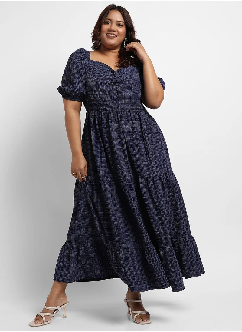 انستافاب بلس Women's Navy Blue Three-Tier Dress