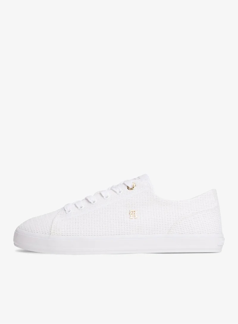 Tommy Hilfiger White TH Monogram Textured Trainers for Women | Best Price UAE