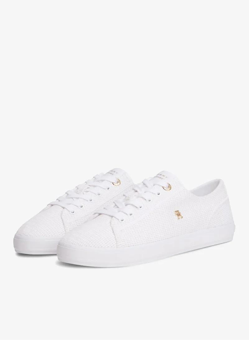 Tommy Hilfiger White TH Monogram Textured Trainers for Women | Best Price UAE