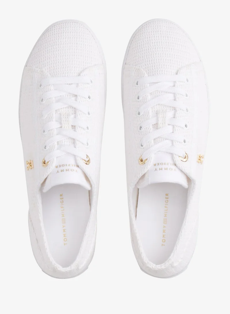 Tommy Hilfiger White TH Monogram Textured Trainers for Women | Best Price UAE