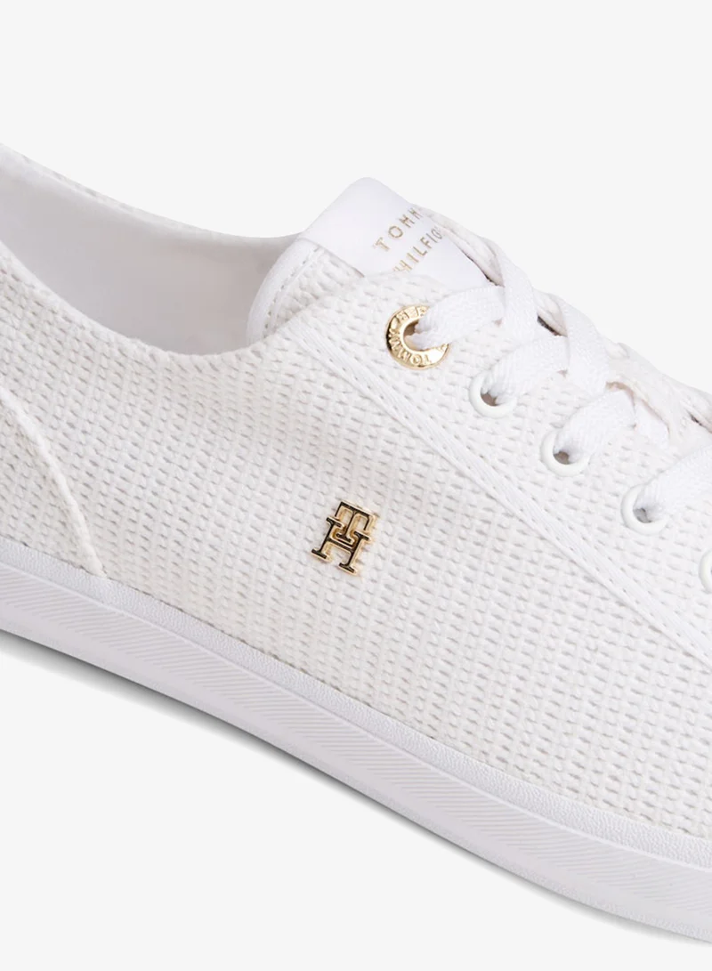Tommy Hilfiger White TH Monogram Textured Trainers for Women | Best Price UAE