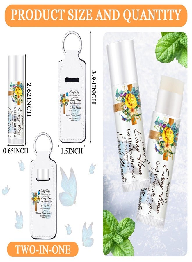 Swiffen 36 Pcs Christmas Christian Lip Balms Bulk Scripture Bible Verse Gifts for Women Faith Lip Balms Holder Keychain Religious Inspirational Church Party Favor for Coworker Staff Employee(Everyday) - Image 2