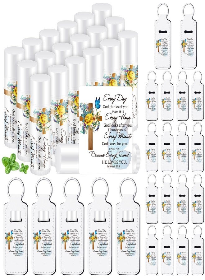 Swiffen 36 Pcs Christmas Christian Lip Balms Bulk Scripture Bible Verse Gifts for Women Faith Lip Balms Holder Keychain Religious Inspirational Church Party Favor for Coworker Staff Employee(Everyday) - Image 1