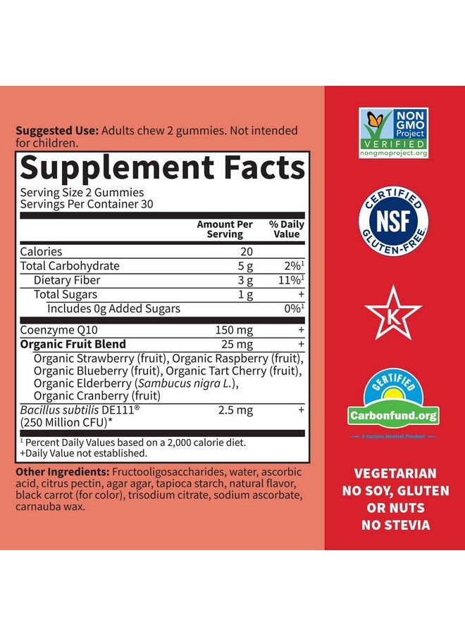 Garden of Life - Coq10 Gummies Coenzymeq10 For Heart Healthenergy Production &Healthy Aging+Prebiotics & Probiotics For Digestionvitamin Code Nongmoglutenfree60 Strawberry Gummies30 Day Supply - Image 1