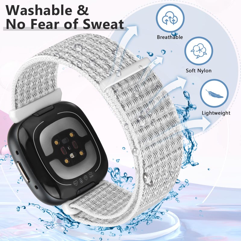 Bcuckood Nylon Loop Compatible with Fitbit Sense 2/Fitbit Sense/Fitbit Versa 4/Fitbit Versa 3 Bands, Women Men Soft Nylon Adjustable Breathable Strap Solo Loop Replacement Wristband - Image 5