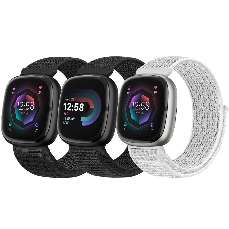 Bcuckood Nylon Loop Compatible with Fitbit Sense 2/Fitbit Sense/Fitbit Versa 4/Fitbit Versa 3 Bands, Women Men Soft Nylon Adjustable Breathable Strap Solo Loop Replacement Wristband - Image 1