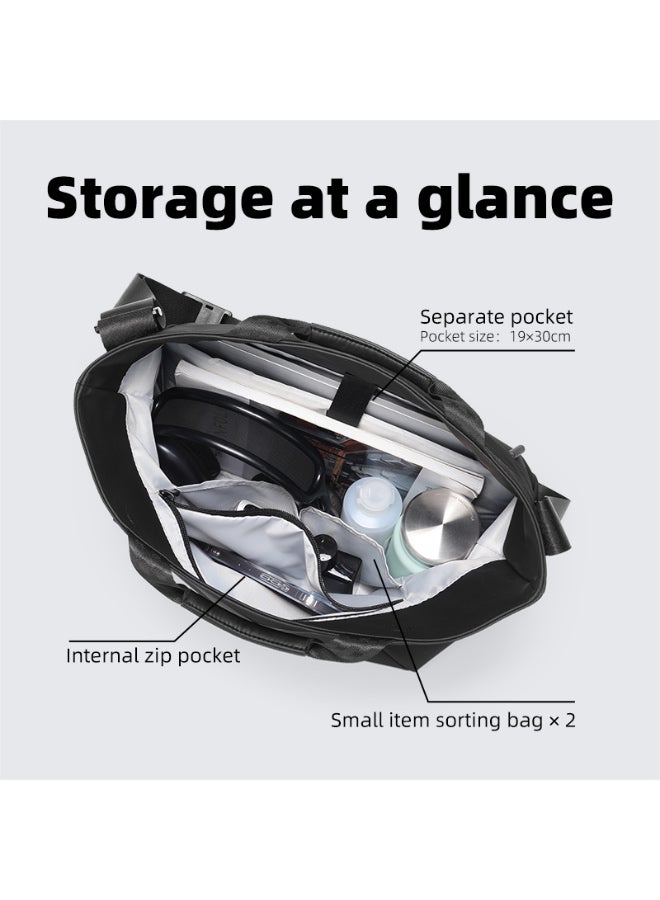 MARK RYDEN MR 255 Black Light Line Series Crossbody & Handbag, 2-in-1 Magnetic Opening Travel Bag, Water-Repellent Oxford with YKK Zipper – Fits iPad, Phone, Wallet & Umbrella - Image 4