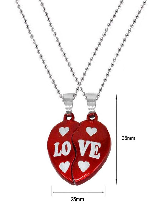 M Men Style His and Hers Lover Couple Love Heart Locket with Chain for Valentine's Day Gift Zinc, Metal Pendant Set for Men and Women - Image 2