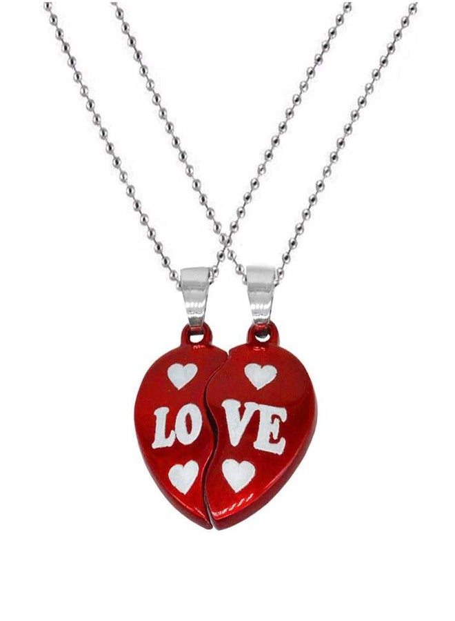 M Men Style His and Hers Lover Couple Love Heart Locket with Chain for Valentine's Day Gift Zinc, Metal Pendant Set for Men and Women - Image 1