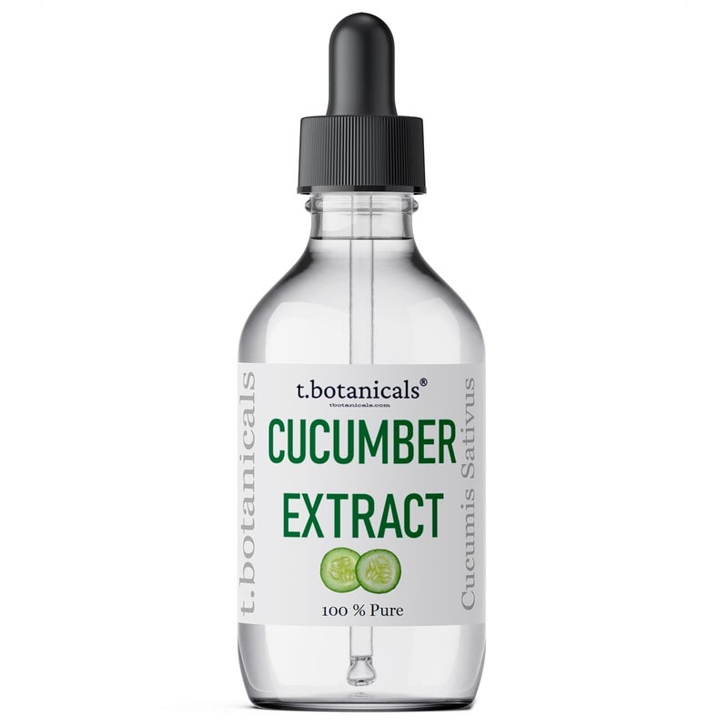 مستخلص الخيار النقي من t.botanicals سائل جليسرين خالي من الكحول سيروم لغسل الوجه وقناع الجسم وصيغ مستحضرات التجميل وكريم العناية بالبشرة، لوشن، وصفات شامبو، بلسم (4 أونصات)