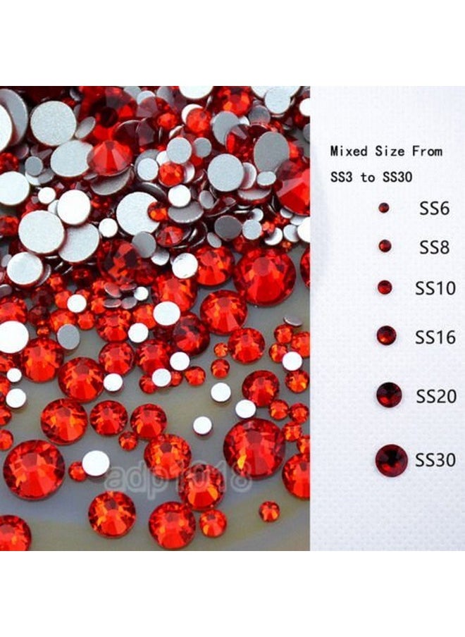 AD BEADS - 1440 Pieces Mixed Size No Hotfix Glue On Quality Glass Flatback Rhinestones Round Crystal Gems (25 Fuchsia) - Image 1