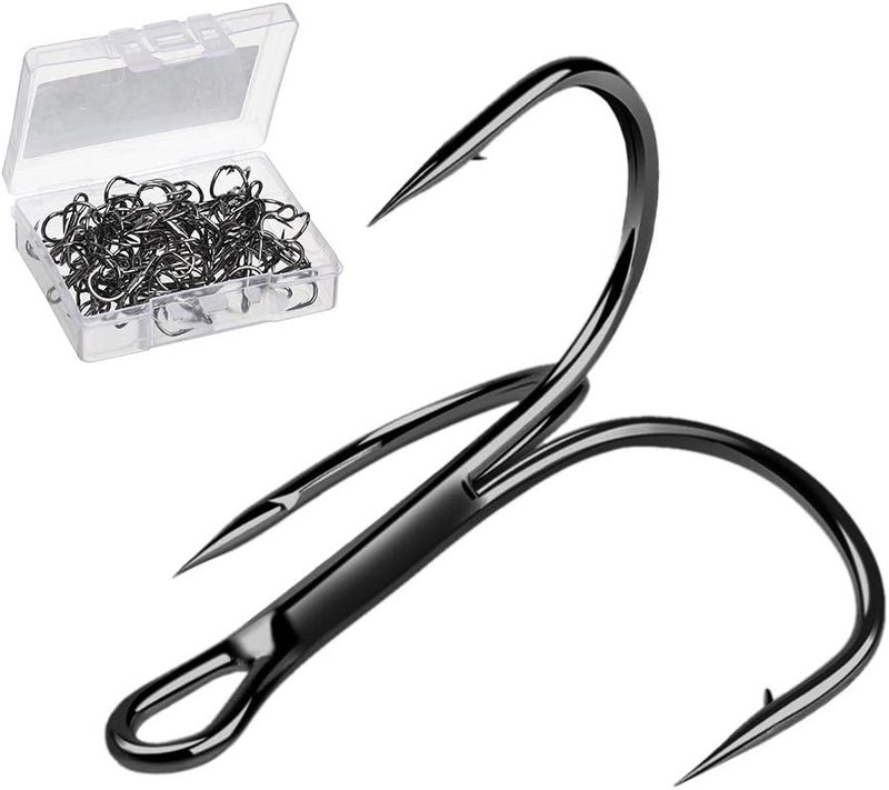 DONQL Fishing Hooks Treble Hook High Carbon Steel Treble Hooks Super Sharp Solid Triple Barbed Fish Hook - Image 1