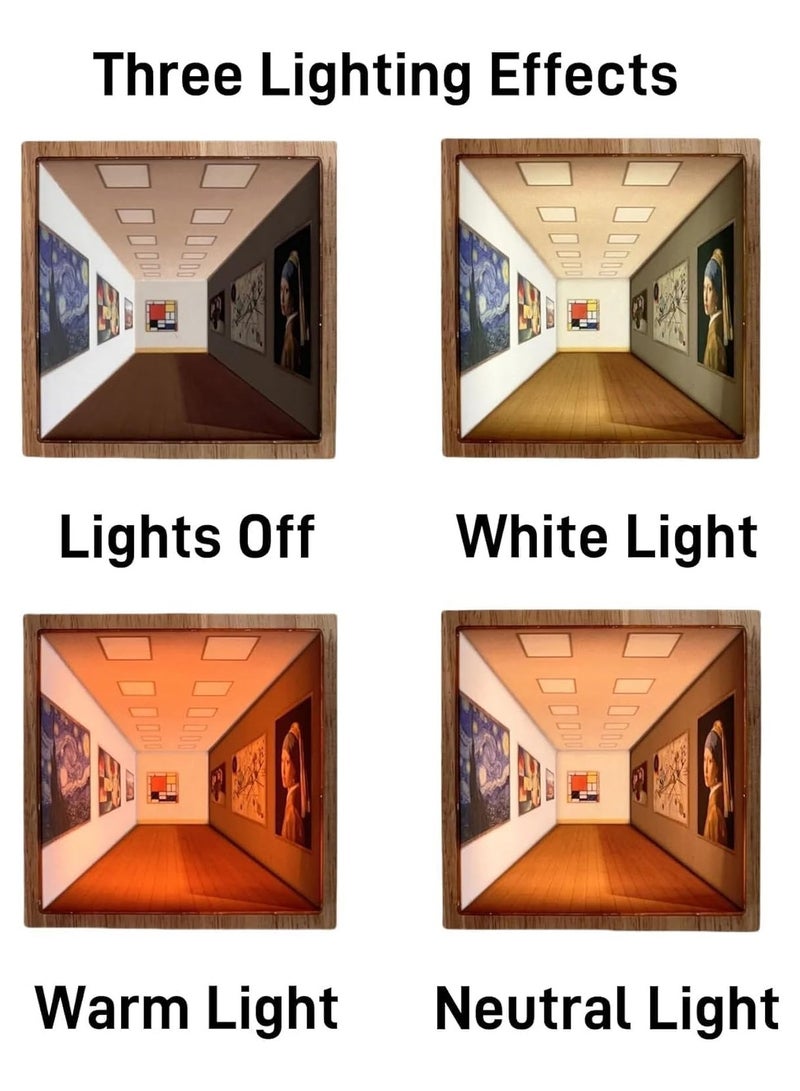 AL RAID 3D Naked Eye Vision Night Light - Creative Wall-Mounted Decorative LED Lamp, Three-Dimensional Visual Effect, Plug-in Night Light for Home, Study, Office, and Art Gallery (Gallery, charging) - Image 4