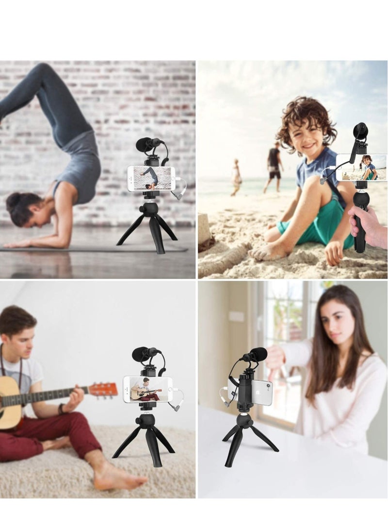 Vlogging Live Streaming Kit with Microphone & Tripod – Complete Black Set for Professional Content Creation - Image 4