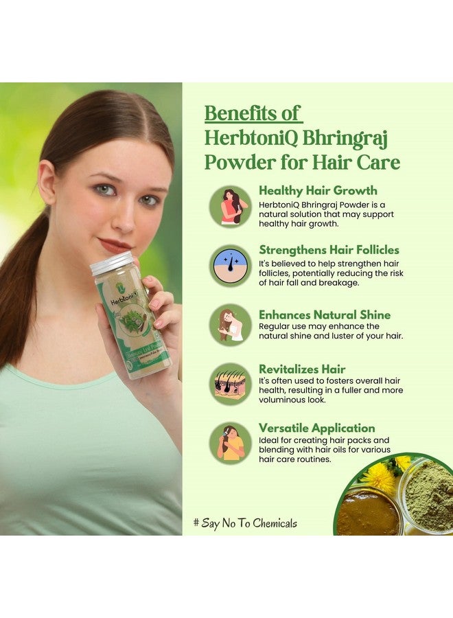 Herbtoniq Organic Bhringraj Powder For Natural Hair Growth Mask, Hair Fall Control, And Dandruff - Make Diy Hair Pack And Oil - Ayurvedic Eclipta Alba - Men And Women - 150G - Image 2