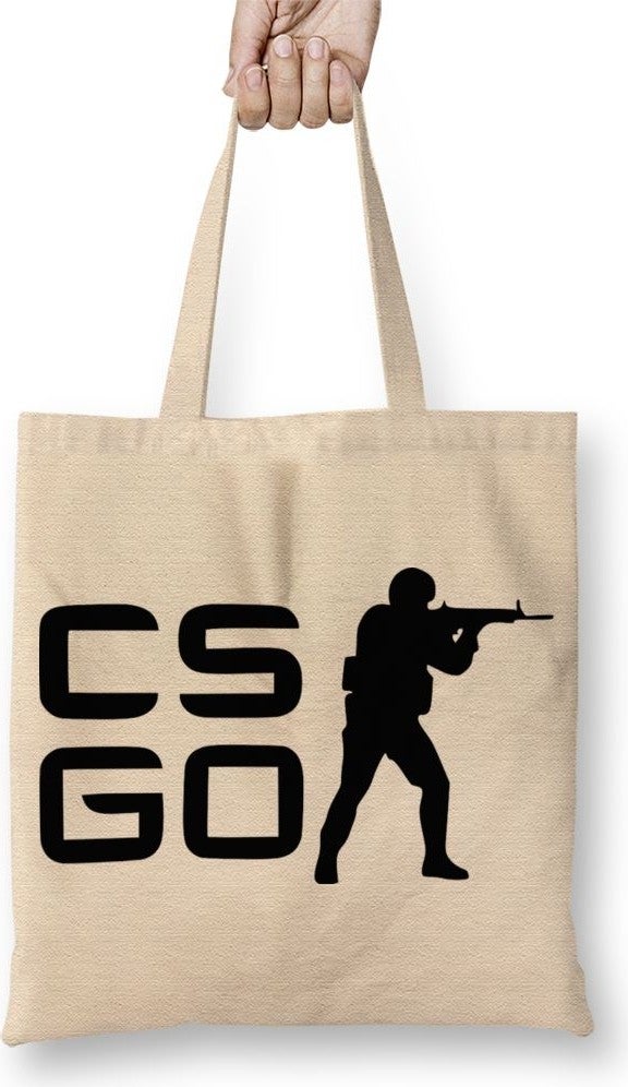 Baskı Dükkanı Print Shop Csgo Counter Strike Logo Cloth Bag Long Handle
