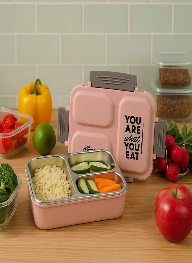 SUPERMOM Lunch Box - Inner Stainless Steel Insulated Containers, Tiffin Box with Clip Lock Lid & 3 Compartment, Multipurpose, Leak-Proof & Airtight Lunch Box for Office Use, School and Travel (1 Pc) - Image 2