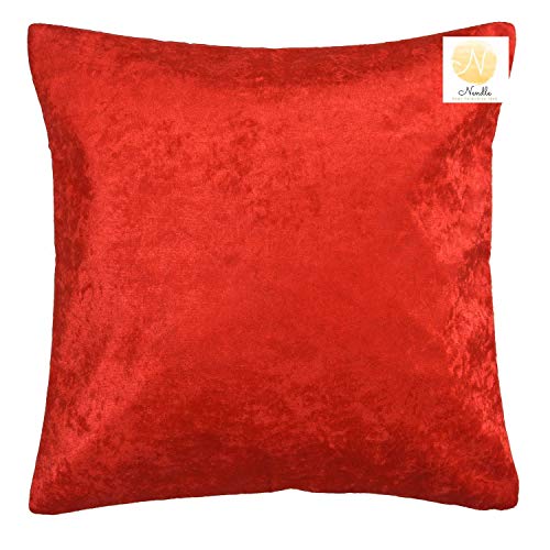 Nendle Velvet Plain Decorative Soft Texture Cushion Cover - Pack of 5, 16x16 Inch | Soft Smooth Solid Fabric | Square Pillow Covers for Bed, Sofa, Office Chair & Seat, Home Décor (Red) - Image 2