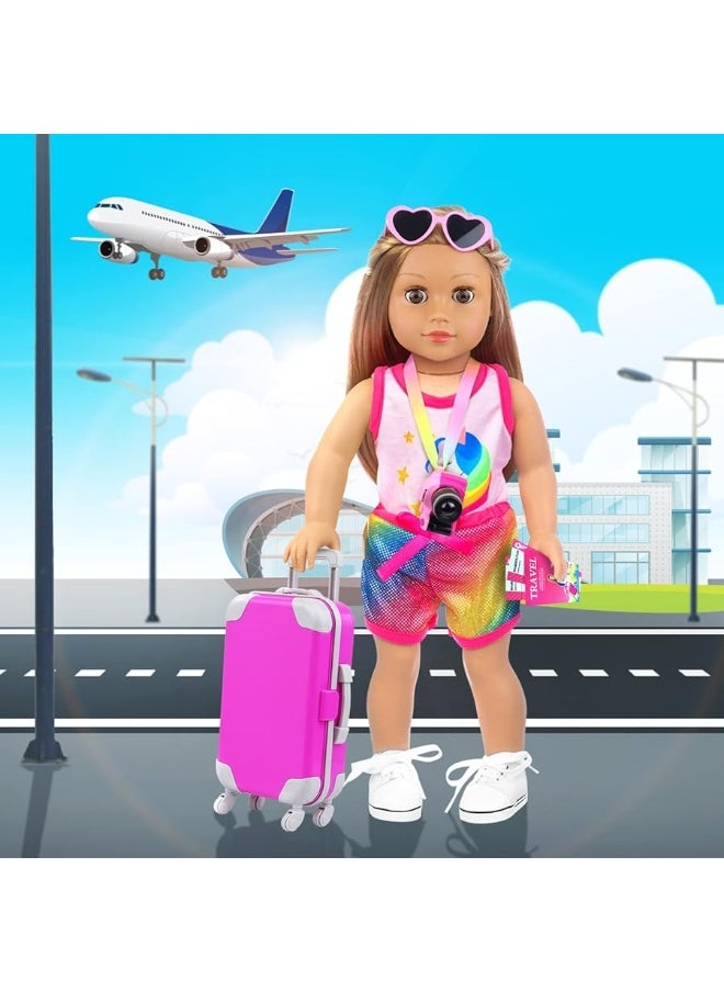 ZITA ELEMENT ZITA ELEMENT 24 Pcs 18 Inch American Doll Accessories Clothes and Suitcase Set Including 18 Inch Doll Clothes Suitcase Backpack and Other Travel Set  - Image 1