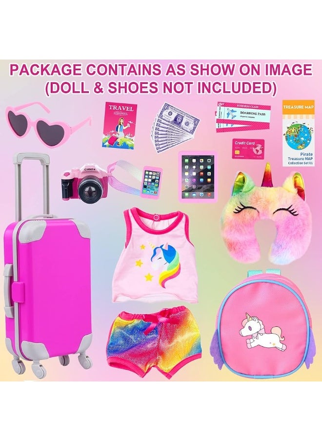 ZITA ELEMENT ZITA ELEMENT 24 Pcs 18 Inch American Doll Accessories Clothes and Suitcase Set Including 18 Inch Doll Clothes Suitcase Backpack and Other Travel Set  - Image 2