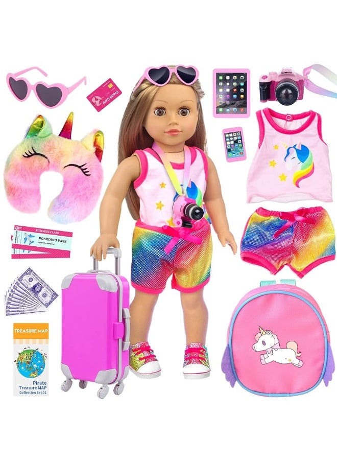 ZITA ELEMENT ZITA ELEMENT 24 Pcs 18 Inch American Doll Accessories Clothes and Suitcase Set Including 18 Inch Doll Clothes Suitcase Backpack and Other Travel Set  - Image 5