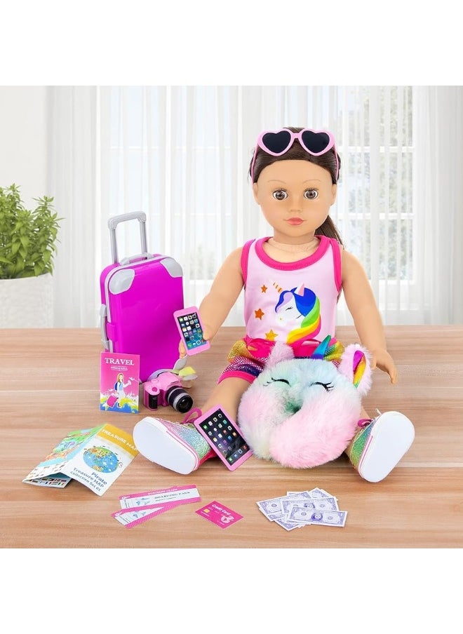 ZITA ELEMENT ZITA ELEMENT 24 Pcs 18 Inch American Doll Accessories Clothes and Suitcase Set Including 18 Inch Doll Clothes Suitcase Backpack and Other Travel Set  - Image 3