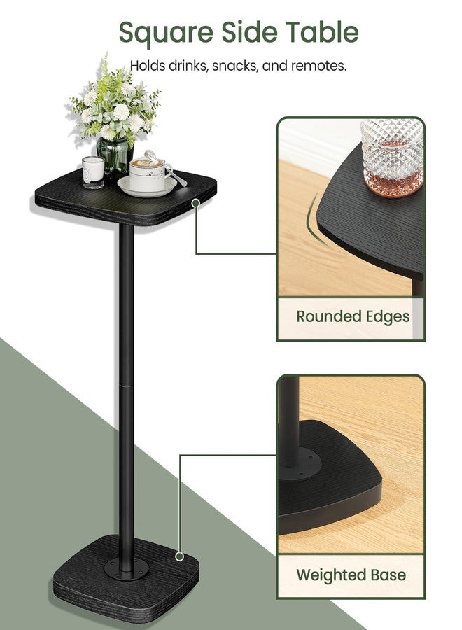 CHOEZON Small Side Table, Drink Table for Small Spaces, Square Martini Table with Pedestal, for Living Room, Bedroom, Black TBZ24BB - Image 5