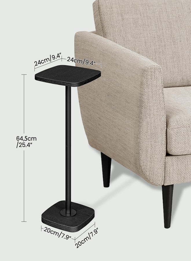 CHOEZON Small Side Table, Drink Table for Small Spaces, Square Martini Table with Pedestal, for Living Room, Bedroom, Black TBZ24BB - Image 3