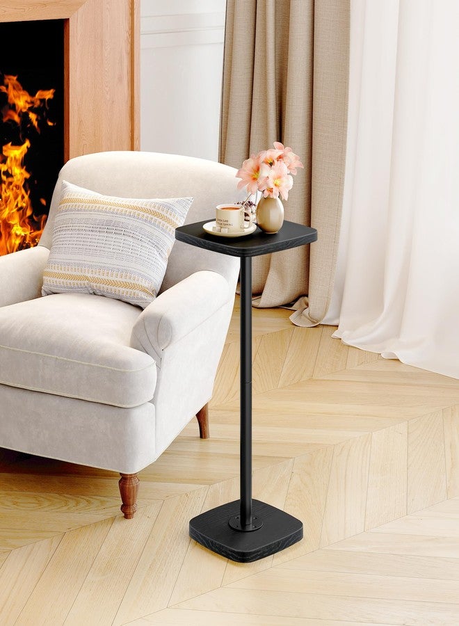 CHOEZON Small Side Table, Drink Table for Small Spaces, Square Martini Table with Pedestal, for Living Room, Bedroom, Black TBZ24BB - Image 2