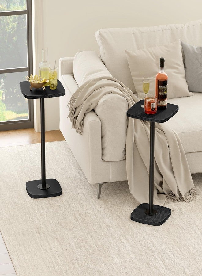 CHOEZON Small Side Table, Drink Table for Small Spaces, Square Martini Table with Pedestal, for Living Room, Bedroom, Black TBZ24BB - Image 4