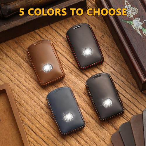 FT FUNTOR for Mazda Key Fob Cover,Leather Key Cover with 4 Buttons,Compatible with Mazda 3/6/3 Hatchback/CX-5/CX-6/CX-9/CX30/CX-50/CX-70/CX-90 with Keychain (Blue-Brown Line) - Image 3
