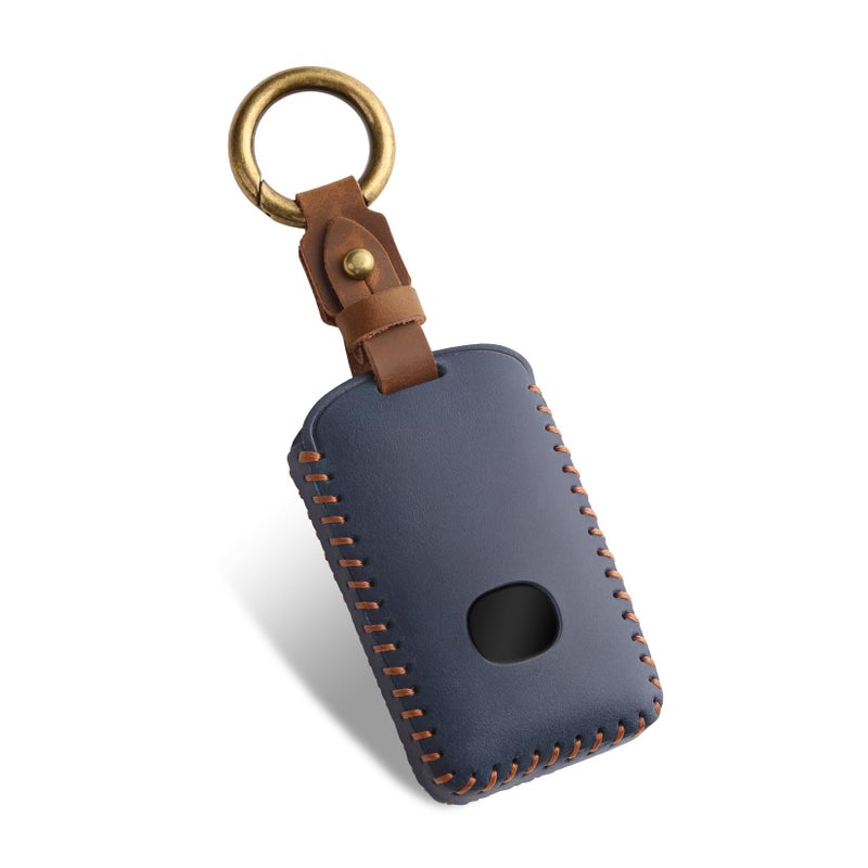 FT FUNTOR for Mazda Key Fob Cover,Leather Key Cover with 4 Buttons,Compatible with Mazda 3/6/3 Hatchback/CX-5/CX-6/CX-9/CX30/CX-50/CX-70/CX-90 with Keychain (Blue-Brown Line) - Image 5