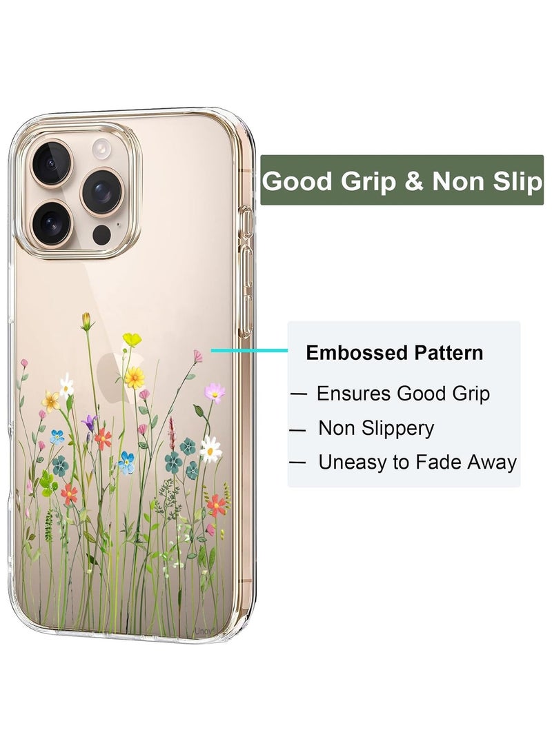 For iPhone 15 Pro Max Case Clear with Design Embossed Floral Pattern Soft TPU Bumper Slim Protective 6.7 Inch (Flower Bouquet) - Image 5