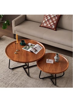 Coffee Table Nesting Coffee Tables Set of 2 for Living Room Wood Round Coffee Table Industrial End Table Side Tables Living Room Modern Side Table Coffee Table Decor Sturdy Metal Frame - pzsku/Z35595C6C267B176D12F3Z/45/_/1740423308/4e0681f2-62dd-4ce7-a934-a7d101ef7ff2