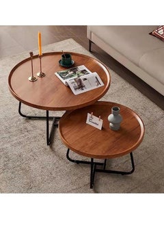 Coffee Table Nesting Coffee Tables Set of 2 for Living Room Wood Round Coffee Table Industrial End Table Side Tables Living Room Modern Side Table Coffee Table Decor Sturdy Metal Frame - pzsku/Z35595C6C267B176D12F3Z/45/_/1740423311/793340a3-e711-4b18-ba97-e78fc267a5cd