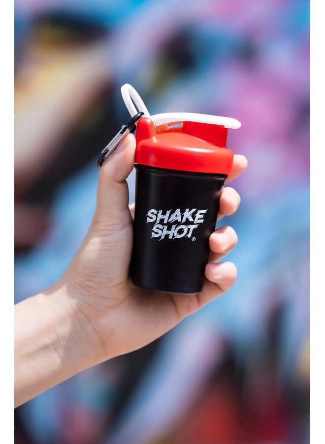 Shake Shot - Black - 4oz Mini Shaker Bottle for Pre Workout, Creatine, & Small Scoop Supplements (Not for Protein) Carabiner & Shaker Ball Included - Image 1