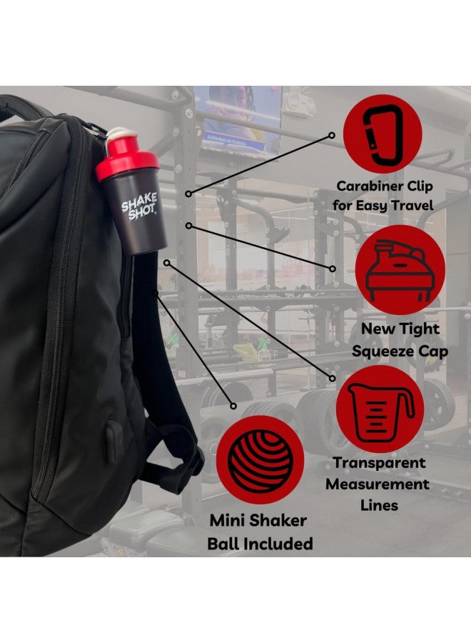 Shake Shot - Black - 4oz Mini Shaker Bottle for Pre Workout, Creatine, & Small Scoop Supplements (Not for Protein) Carabiner & Shaker Ball Included - Image 3