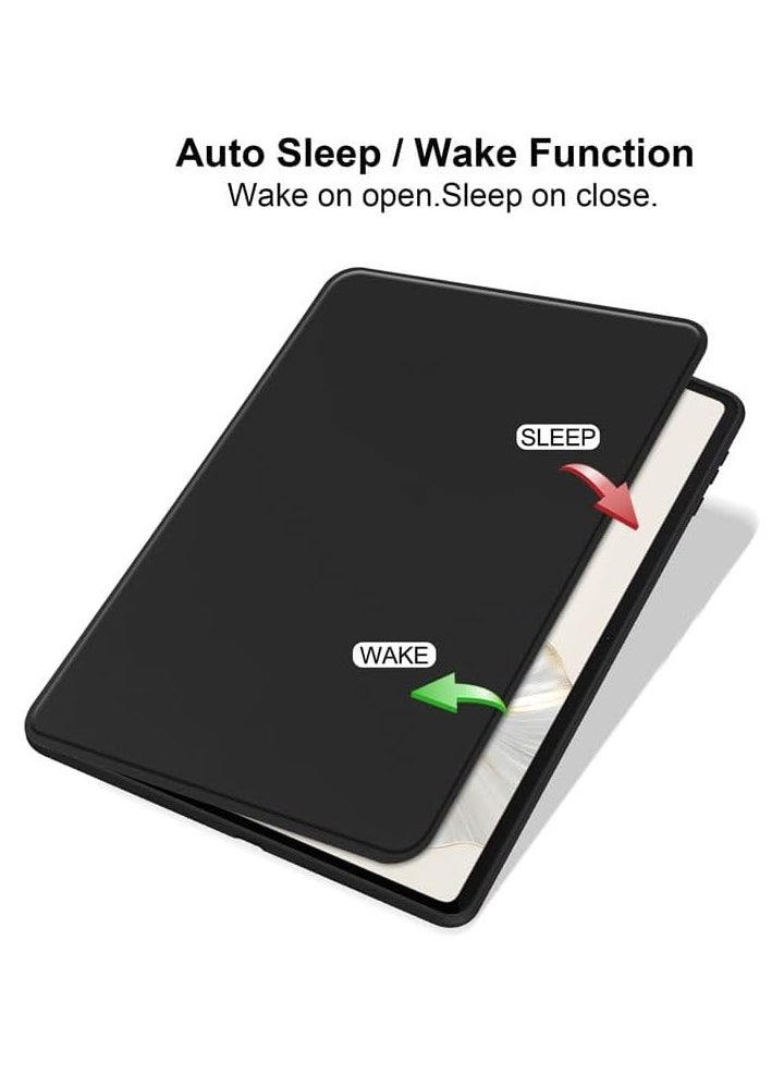 VKL - Case Compatible with Honor Pad 9 12.1 inch with Pen Holder, 360 Degree Swivel Stand Folio Flip Smart Tablet Cover Auto Sleep/Wake Tablet Case (Black) - Image 1